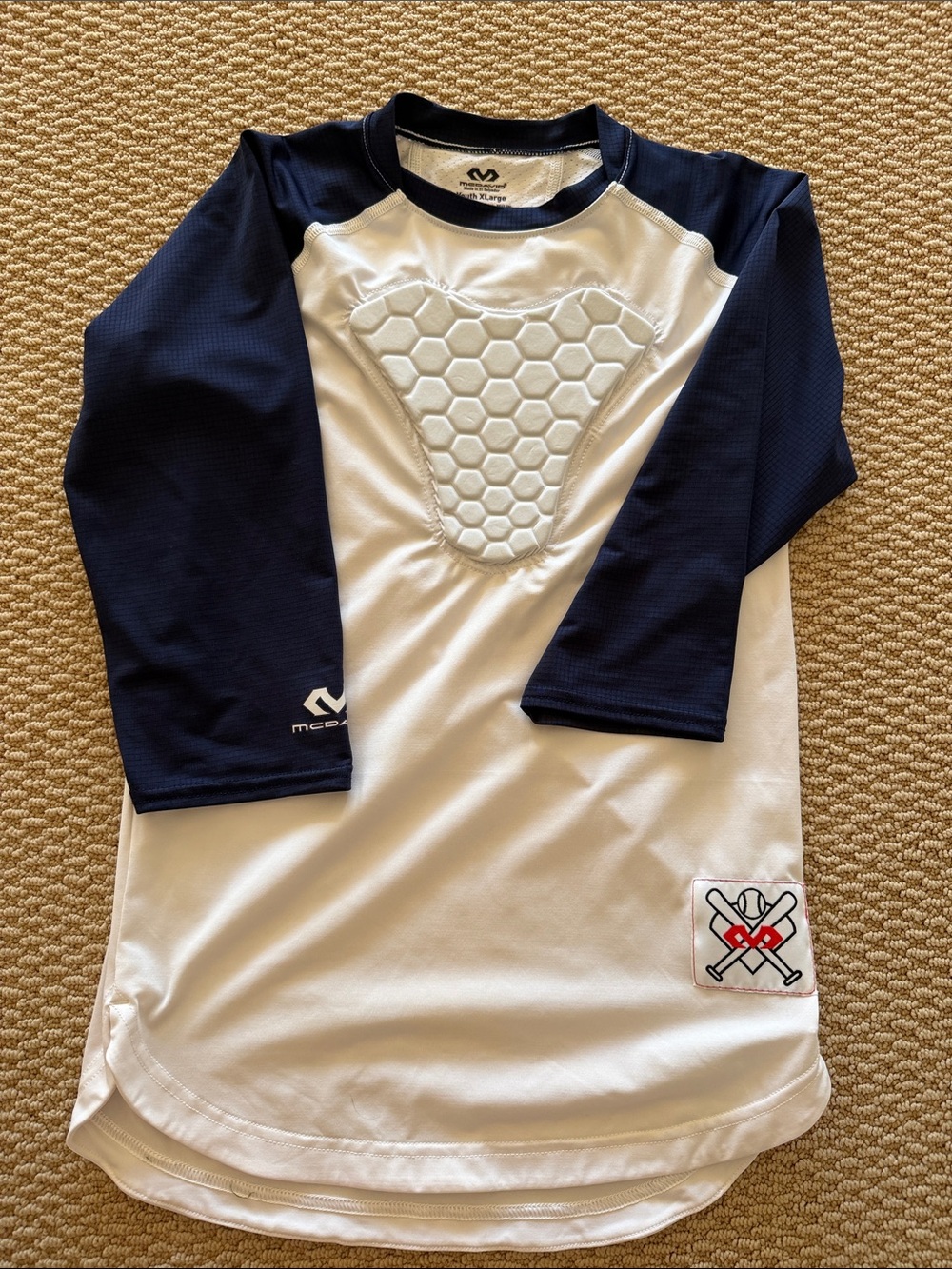 McDavid Youth Padded Baseball/Softball Shirt - White & Navy